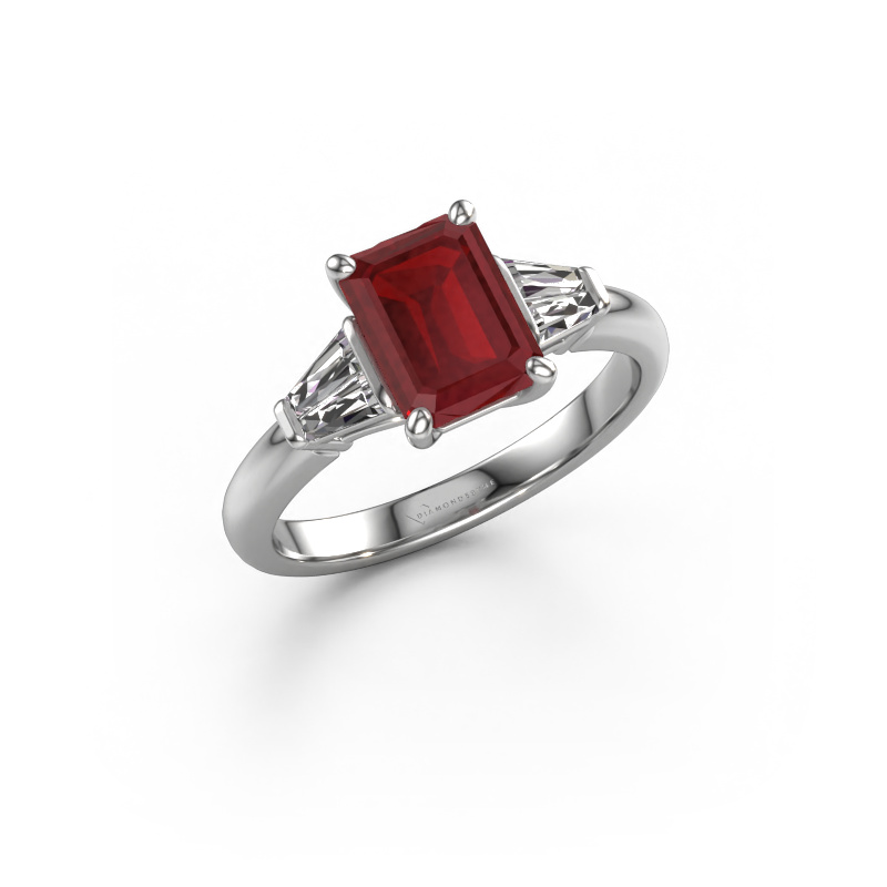Image of Engagement ring Kina EME 950 platinum Ruby 8x6 mm