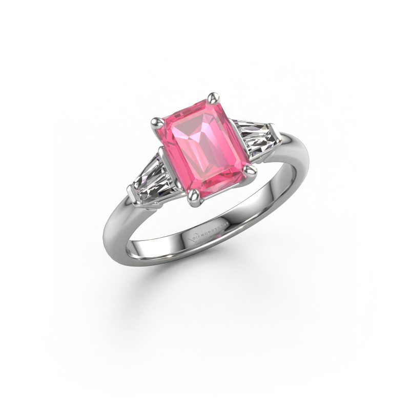 Image of Engagement ring Kina EME 950 platinum Pink sapphire 8x6 mm
