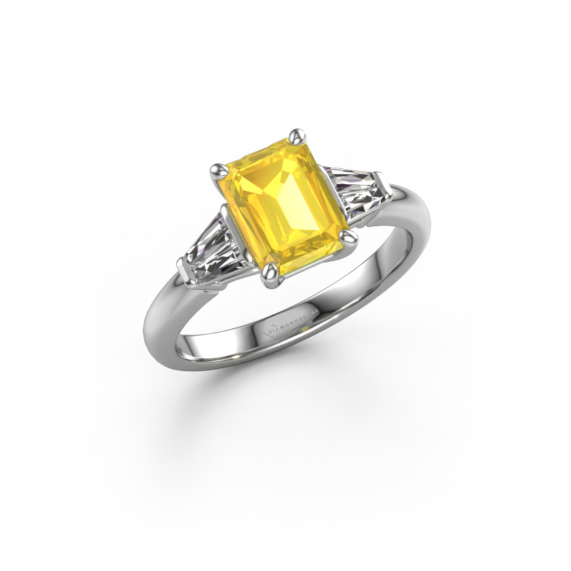 Image of Engagement ring Kina EME 950 platinum Yellow sapphire 8x6 mm