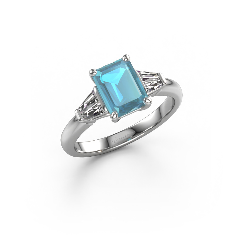 Bild von Verlobungsring Kina EME 950 Platin Blau Topas 8x6 mm