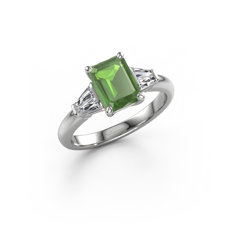 Image de Bague de fiançailles Kina EME 950 platine Vert tourmaline 8x6 mm