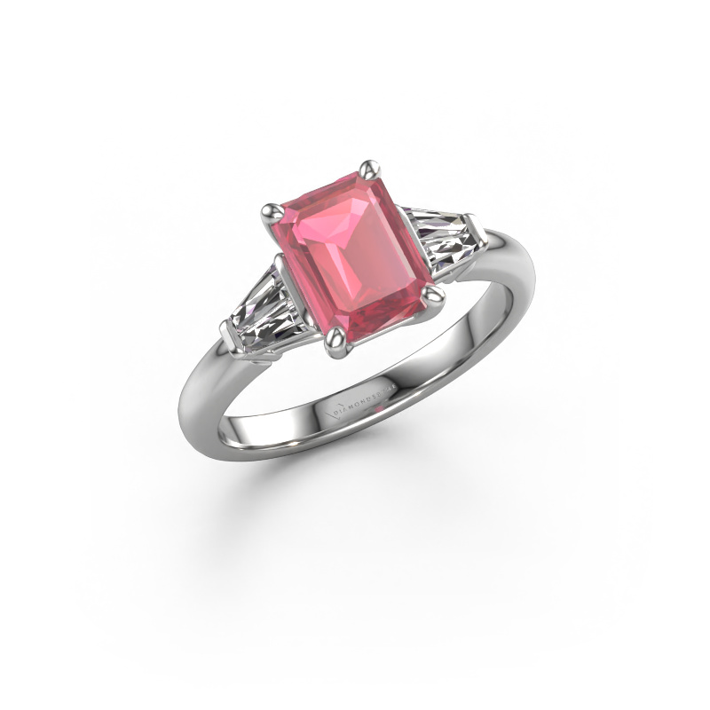 Bild von Verlobungsring Kina EME 950 Platin Turmalin rosa 8x6 mm