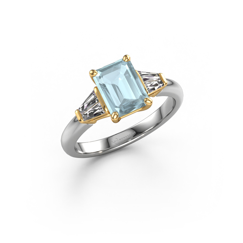 Image of Engagement ring Kina EME 585 white gold Aquamarine 8x6 mm