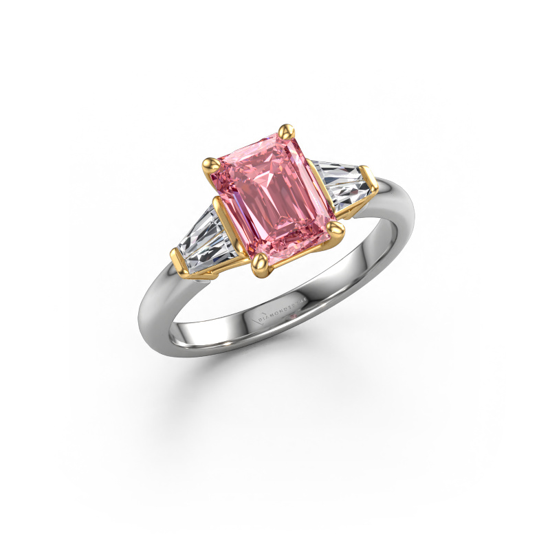 Image of Engagement ring Kina EME 585 white gold Pink lab grown diamond 8x6 mm