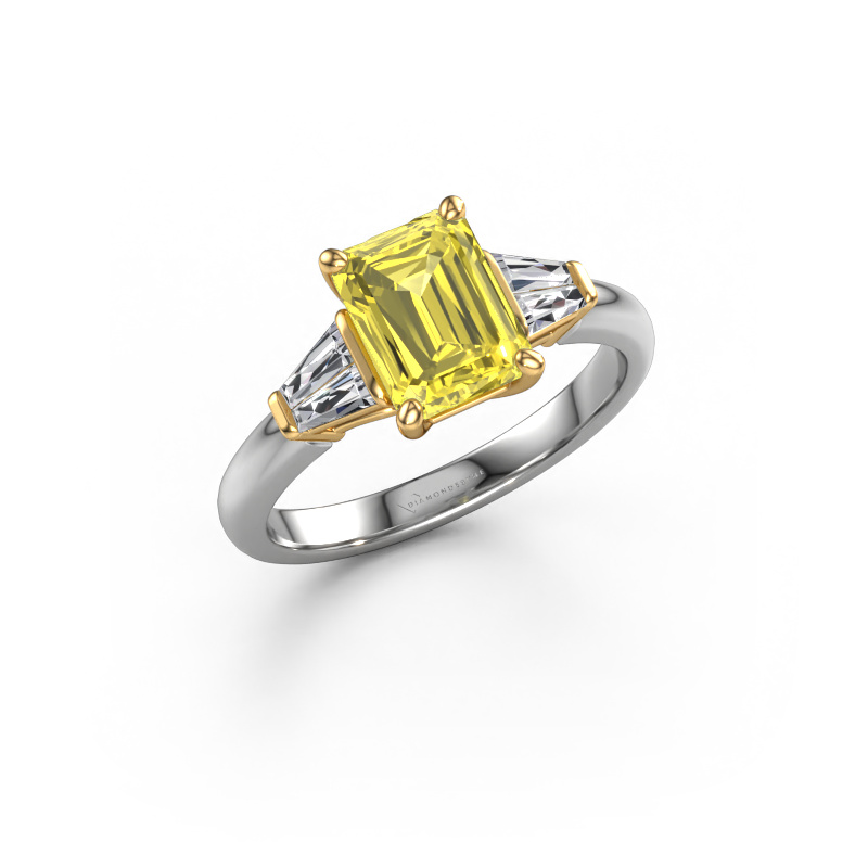 Bild von Verlobungsring Kina EME 585 Weißgold Gelber labordiamant 8x6 mm