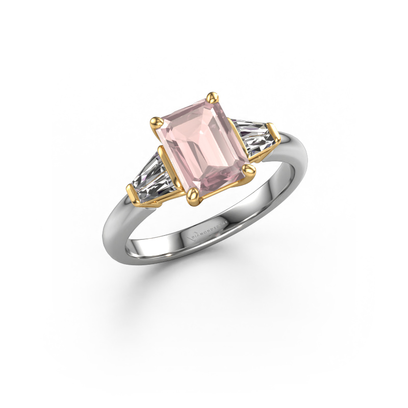Image of Engagement ring Kina EME 585 white gold Morganite champagne 8x6 mm