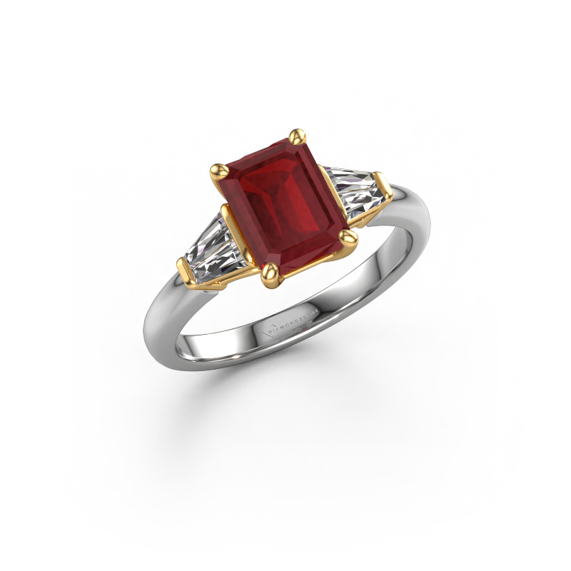 Image of Engagement ring Kina EME 585 white gold Ruby 8x6 mm