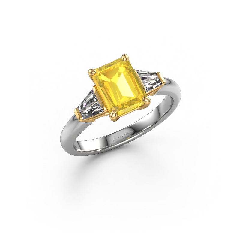 Image of Engagement ring Kina EME 585 white gold Yellow sapphire 8x6 mm