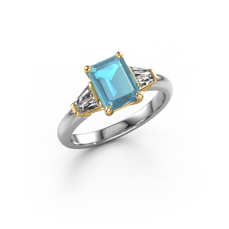 Bild von Verlobungsring Kina EME 585 Weißgold Blau Topas 8x6 mm