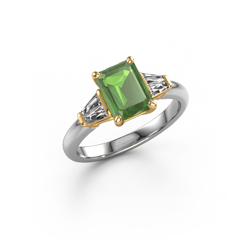Image of Engagement ring Kina EME 585 white gold Tourmaline green 8x6 mm