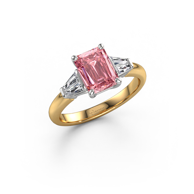 Image of Engagement ring Kina EME 585 gold Pink lab grown diamond 8x6 mm