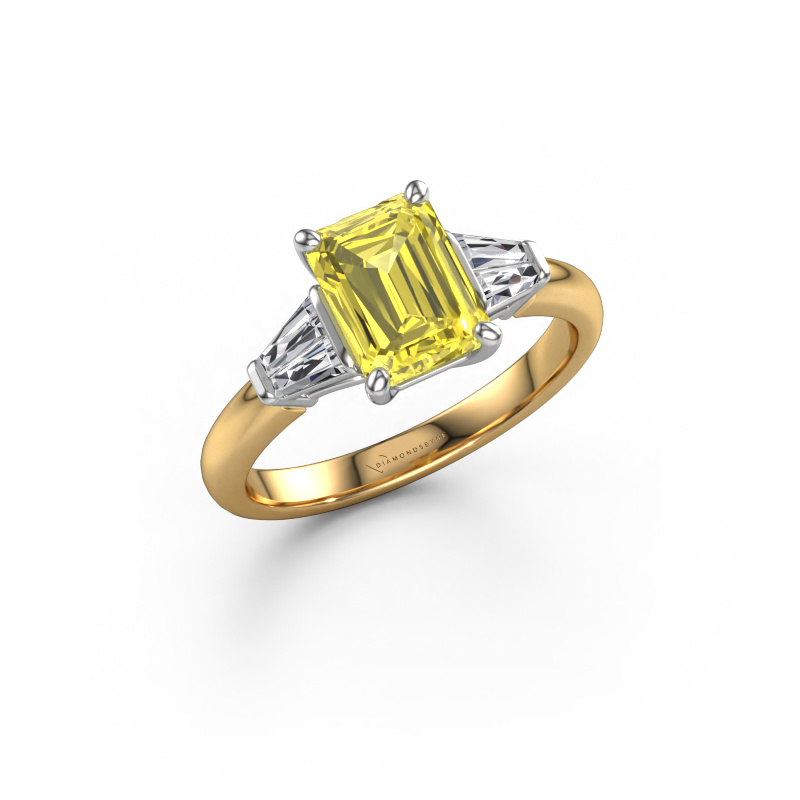 Afbeelding van Verlovingsring Kina EME 585 goud Gele lab grown diamant 8x6 mm