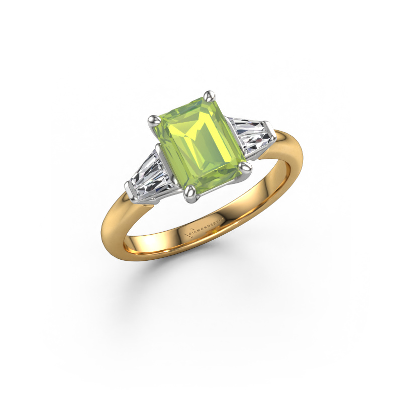 Afbeelding van Verlovingsring Kina EME 585 goud Peridoot 8x6 mm