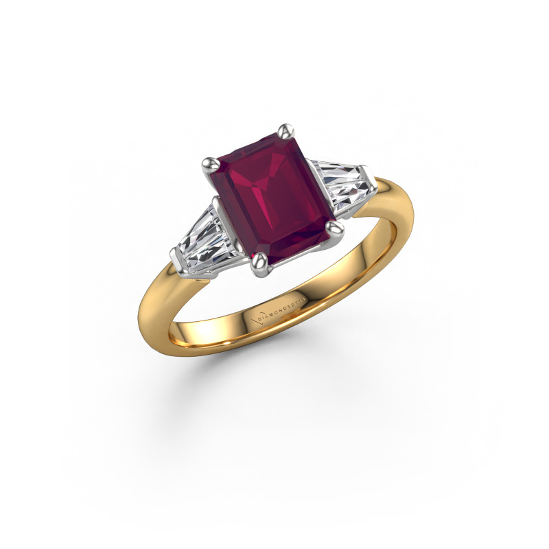 Bild von Verlobungsring Kina EME 585 Gold Rhodolit 8x6 mm