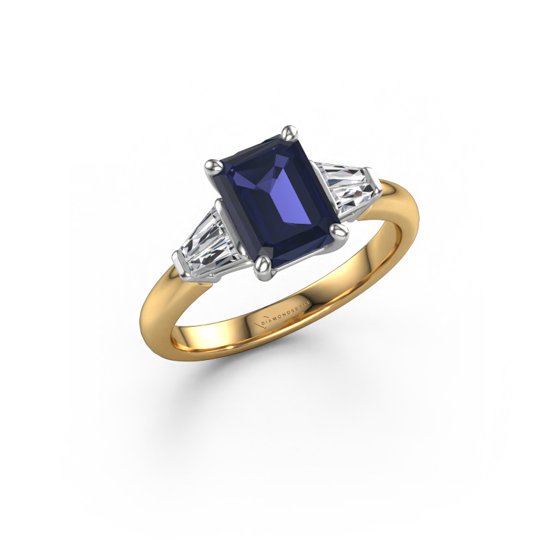 Afbeelding van Verlovingsring Kina EME 585 goud Saffier 8x6 mm