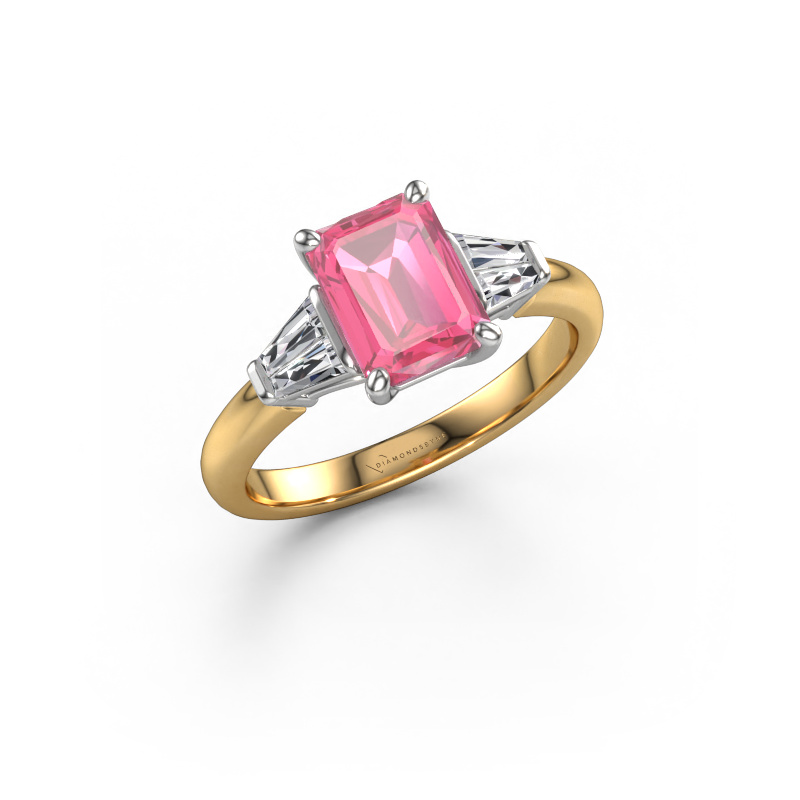 Image of Engagement ring Kina EME 585 gold Pink sapphire 8x6 mm