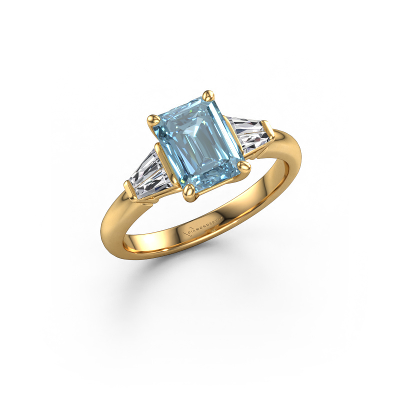 Image of Engagement ring Kina EME 585 gold Blue lab grown diamond 8x6 mm