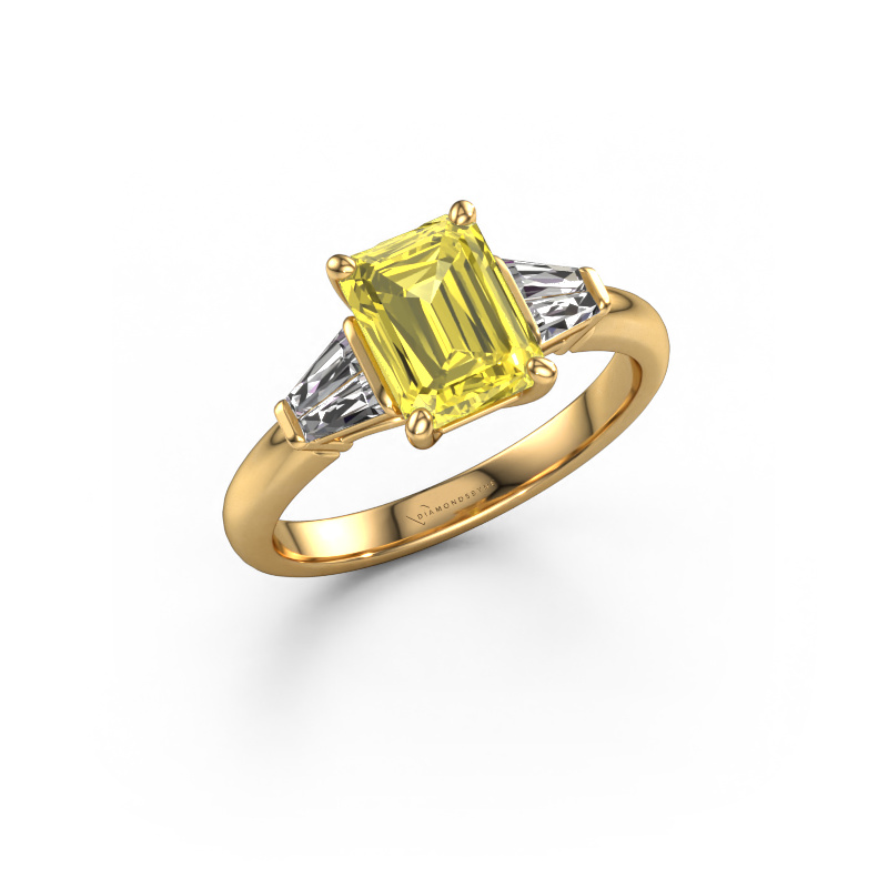 Image de Bague de fiançailles Kina EME 585 or jaune Diamants synthétiques jaune 8x6 mm