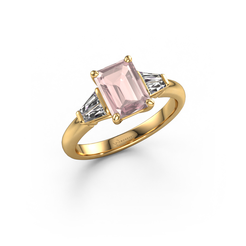 Bild von Verlobungsring Kina EME 585 Gold Morganit Champagner 8x6 mm