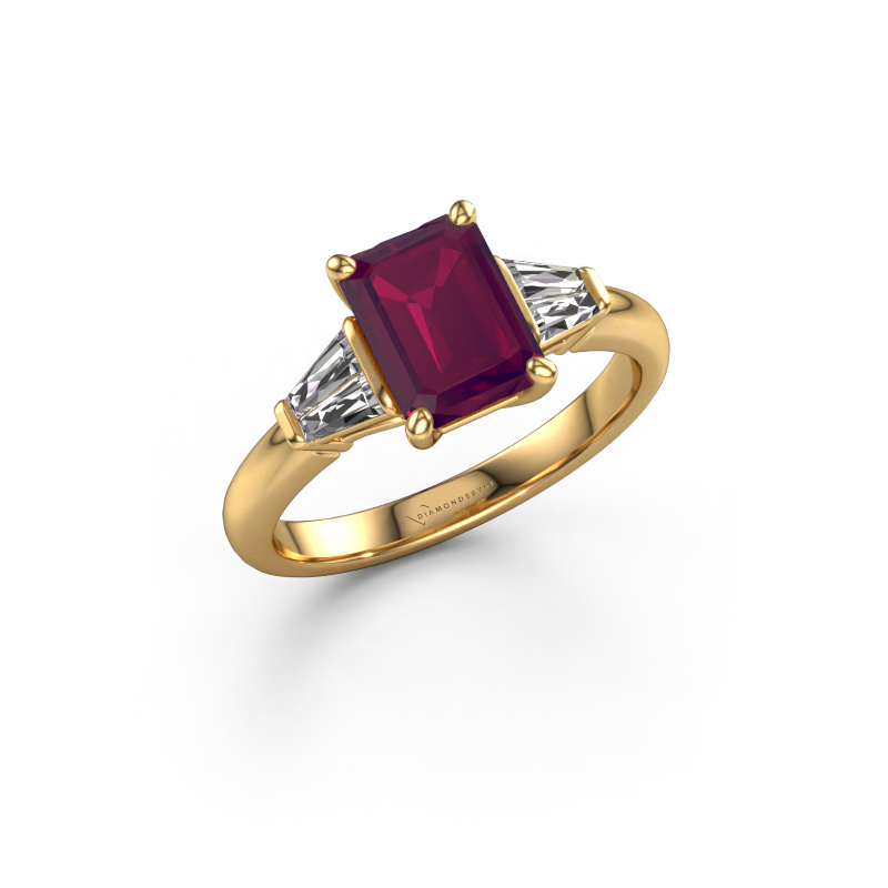 Bild von Verlobungsring Kina EME 585 Gold Rhodolit 8x6 mm