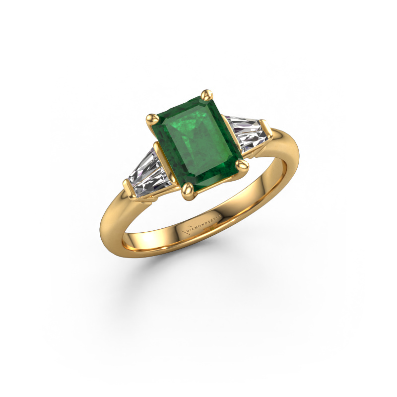 Image de Bague de fiançailles Kina EME 585 or jaune Emeraude 8x6 mm