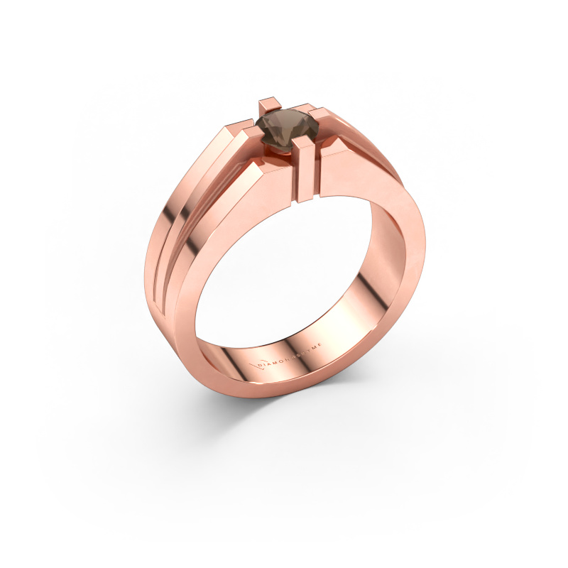 Image de Bague pour homme Kiro 585 or rose Quartz fumé 5 mm