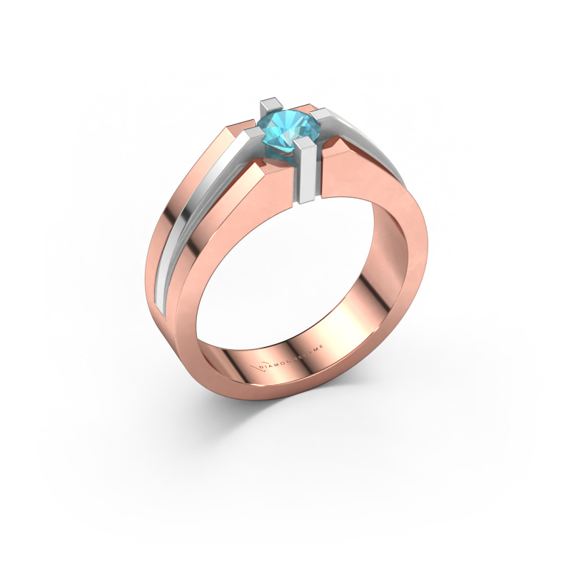 Image of Men's ring Kiro 585 rose gold Blue topaz 5 mm