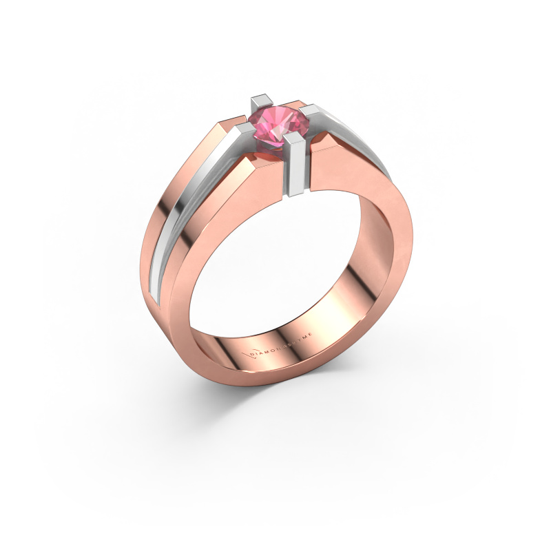 Image de Bague pour homme Kiro 585 or rose Rose tourmaline 5 mm