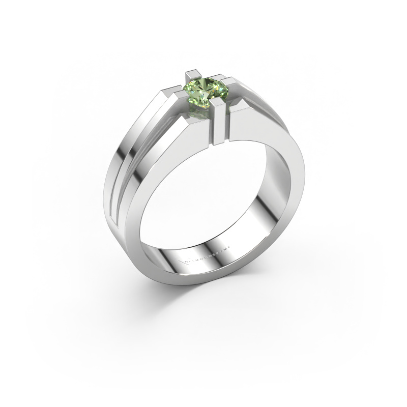 Afbeelding van Heren ring Kiro 585 Witgoud Groene lab grown diamant 5 mm