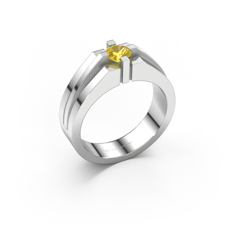 Image of Men's ring Kiro 950 platinum Yellow sapphire 5 mm