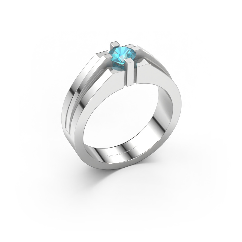 Image of Men's ring Kiro 950 platinum Blue topaz 5 mm