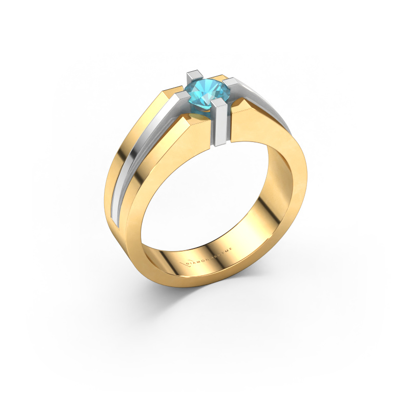 Image of Men's ring Kiro 585 gold Blue topaz 5 mm