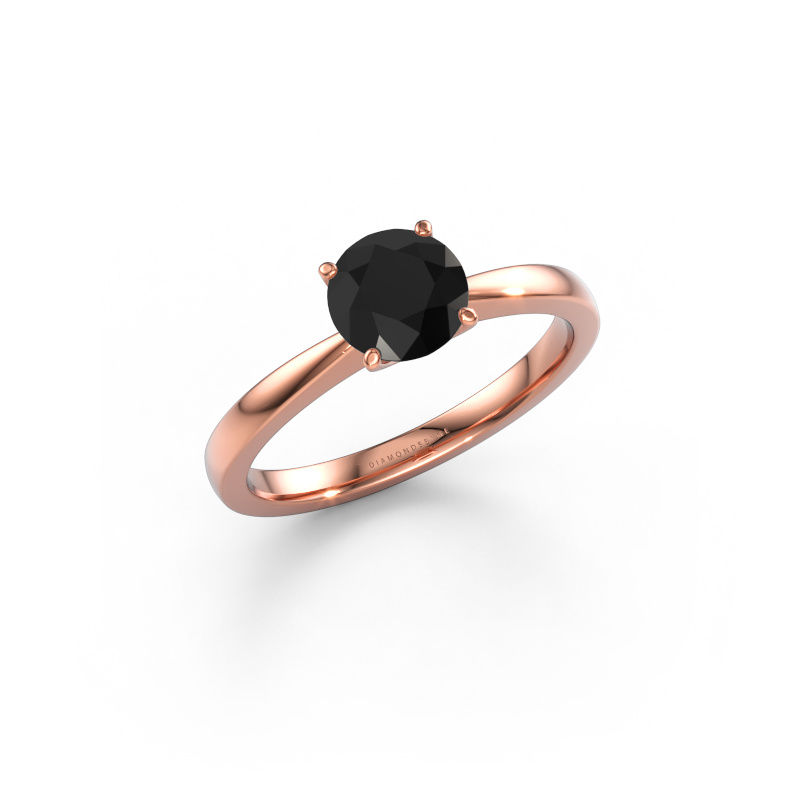 Afbeelding van Verlovingsring Kitty 585 rosé goud Zwarte diamant 1.08 crt