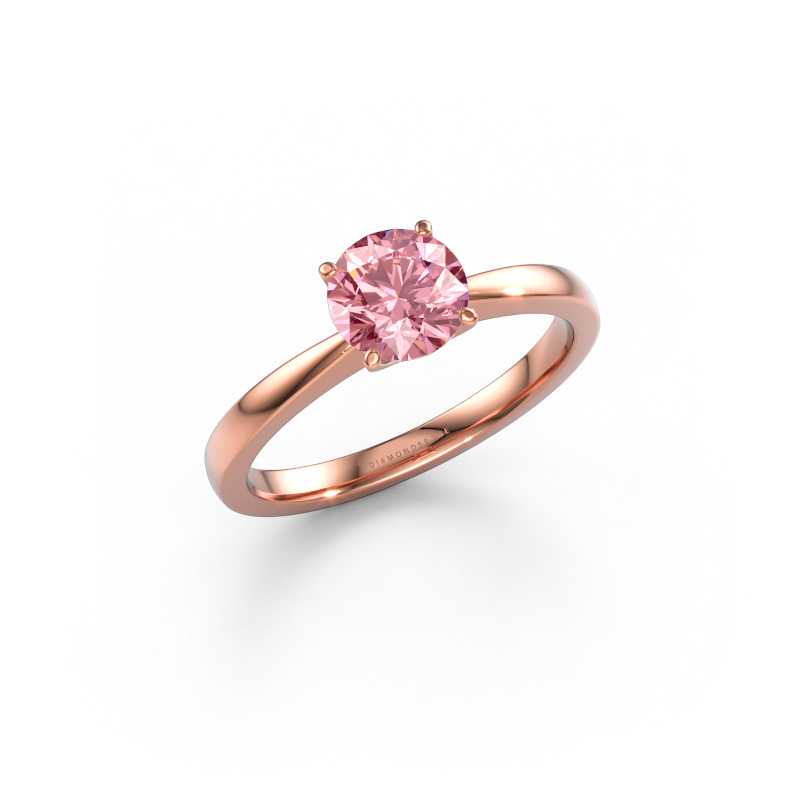 Image of Engagement ring Kitty 585 rose gold Pink lab grown diamond 6.2 mm