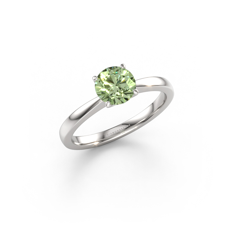 Bild von Verlobungsring Kitty 585 Weißgold Grüner Labor-Diamant 6.2 mm