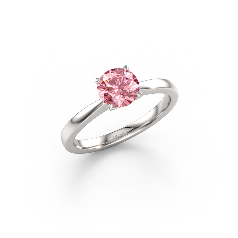 Image of Engagement ring Kitty 585 white gold Pink lab grown diamond 6.2 mm