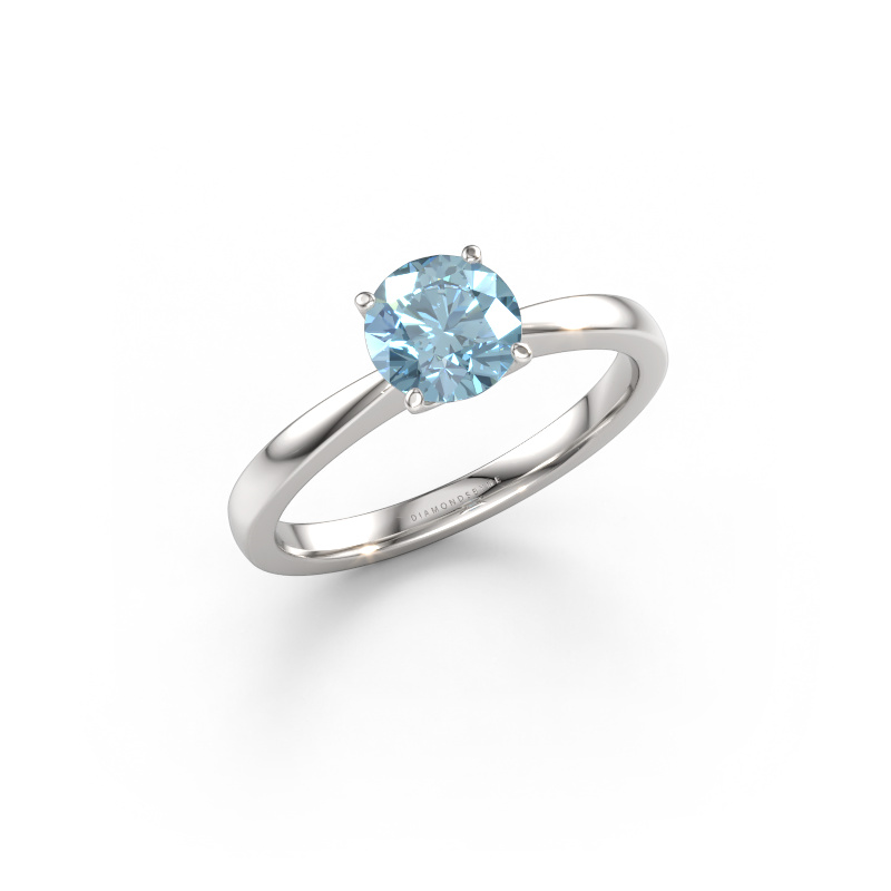 Image of Engagement ring Kitty 585 white gold Blue lab grown diamond 6.2 mm
