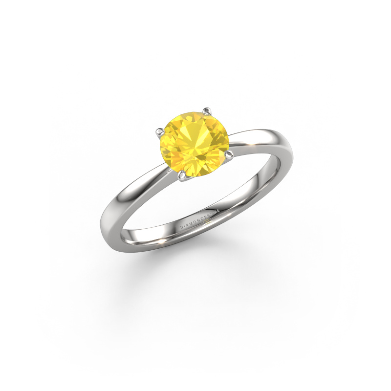 Image de Bague de fiançailles Kitty 950 platine Saphir jaune 6.2 mm