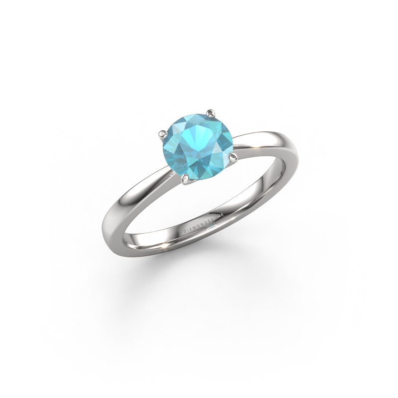 Afbeelding van Verlovingsring Kitty 585 witgoud Blauw topaas 6.2 mm