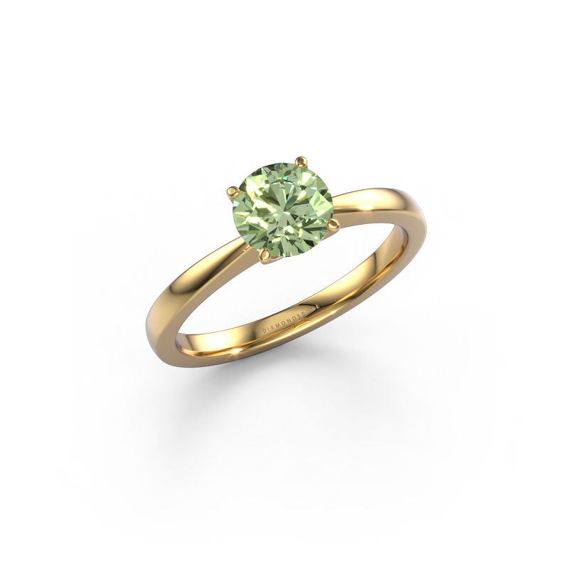 Image of Engagement ring Kitty 585 gold Green lab grown diamond 6.2 mm