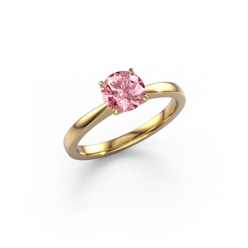 Image of Engagement ring Kitty 585 gold Pink lab grown diamond 6.2 mm