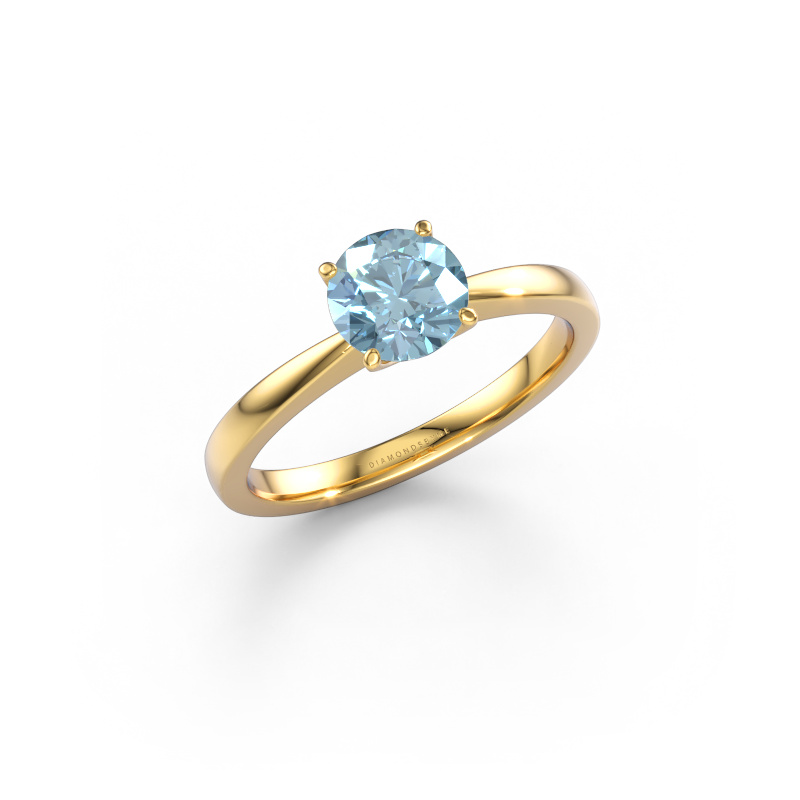 Image of Engagement ring Kitty 585 gold Blue lab grown diamond 6.2 mm