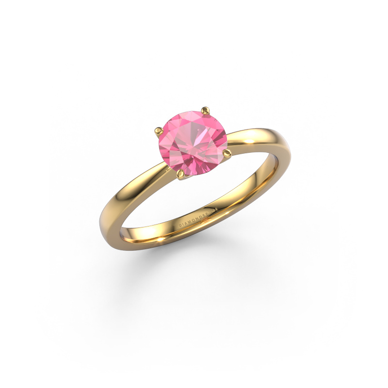 Image of Engagement ring Kitty 585 gold Pink sapphire 6.2 mm