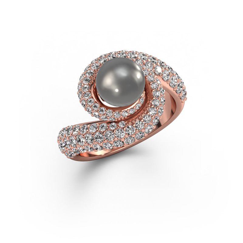 Image of Ring Klasina 585 rose gold Grey pearl 7 mm