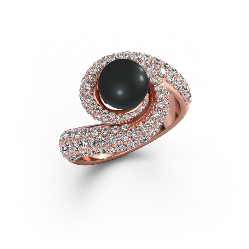 Bild von Ring Klasina 585 Roségold Schwarz Perle 7 mm
