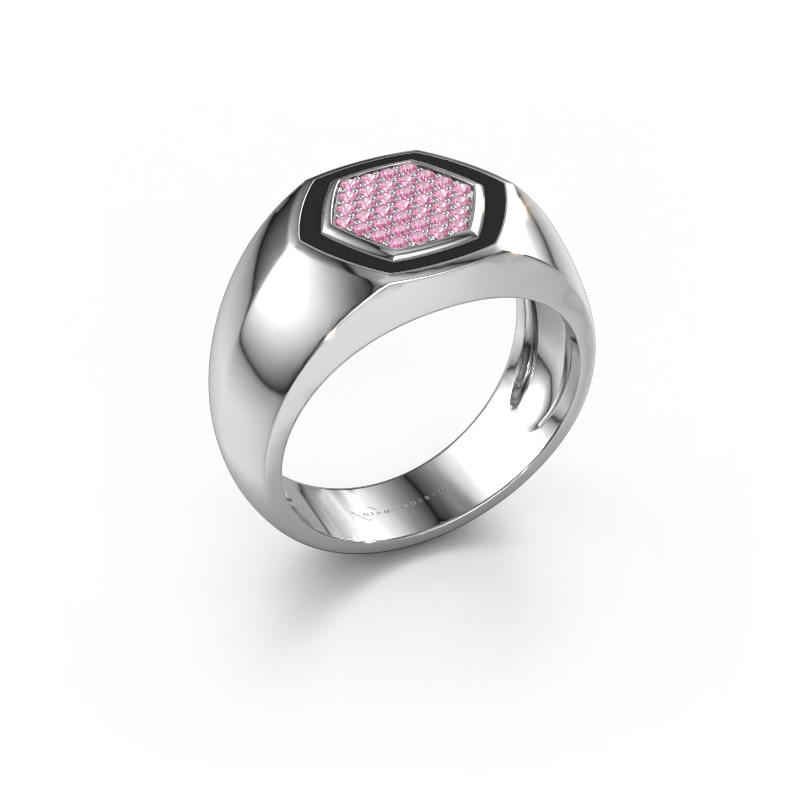 Afbeelding van Heren ring Kris 585 witgoud Roze saffier 1.1 mm