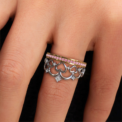 boog Sovjet Wanten Crowns Kroon 2 ring with 1.2 mm pink sapphire | DiamondsByMe