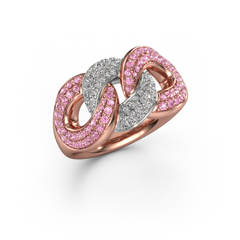 Image de Bague Kylie 3 11mm 585 or rose Saphir rose 0.8 mm
