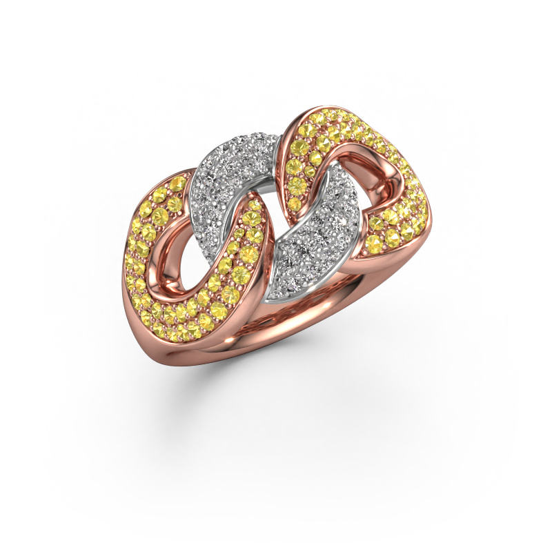 Image of Ring Kylie 3 11mm 585 rose gold Yellow sapphire 0.8 mm