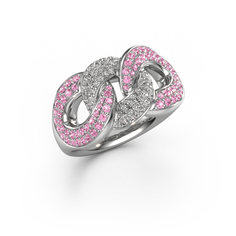 Image of Ring Kylie 3 11mm 585 white gold Pink sapphire 0.8 mm